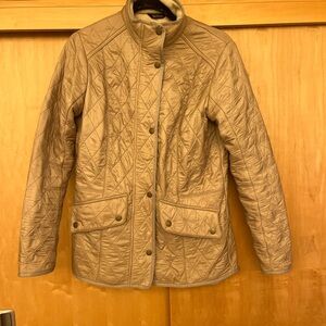 Barbour Calvary Polarquilt Jacket Women’s 8 Tan Cream Lightweight Quilted